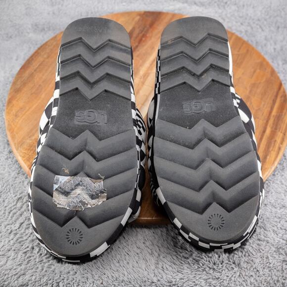 UGG Shoes Womens 9 Multicolor MAXI CHECKS SLIDE Chunky Fur Hippie 1130842 - Picture 6 of 6